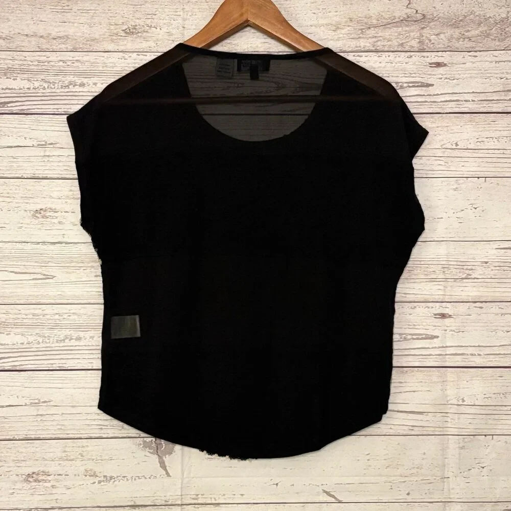 Miss Me Cocktail Hour Top‎ Blk Gld Blue Sequins XS